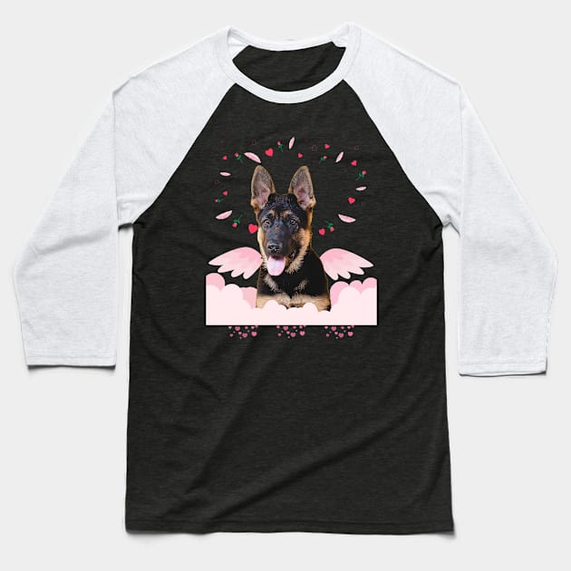 German Shepherd Heart Valentines Day Men Women Love Dog Gift Baseball T-Shirt by Marcekdesign